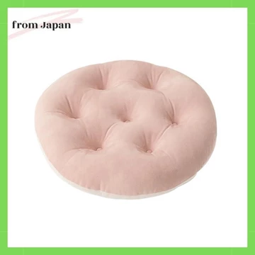 Title: Ikohiko Cushion Pink Round Floor Cushion Approximately 50cm in diameter, this pastel-colored suede cushion provides a fluffy and cute feel. It's suitable for all seasons and has a subtle, muted