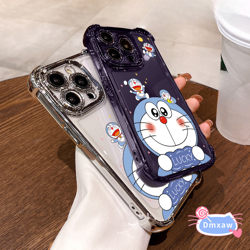Ốp lưng Doremon chống rơi dễ thương cho iPhone 15 Pro Max 14 Plus 13 12 11 Pro Max X XR XS Max Vỏ trong suốt Vỏ bảo vệ Phim hoạt hình Vỏ mềm trong suốt