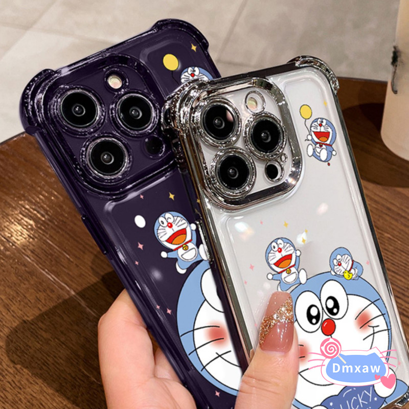 Ốp lưng Doremon chống rơi dễ thương cho iPhone 15 Pro Max 14 Plus 13 12 11 Pro Max X XR XS Max Vỏ trong suốt Vỏ bảo vệ Phim hoạt hình Vỏ mềm trong suốt