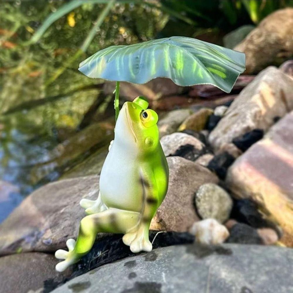 LACYES Ếch Bức Tượng, Sáng Tạo Với Lá Vườn Ếch Tượng, Nhỏ 3D Nhựa Trang Trí Phong Cảnh Ếch Trang Trí Trang Trí Máy Tính Để Bàn
