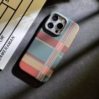 [JLK] Magnetic Kevlar Carbon Fiber Pattern For iPhone 15 Pro Max 14 13 12 Pro Plaid Personalized Phone Case For 12 13 14 Pro Max