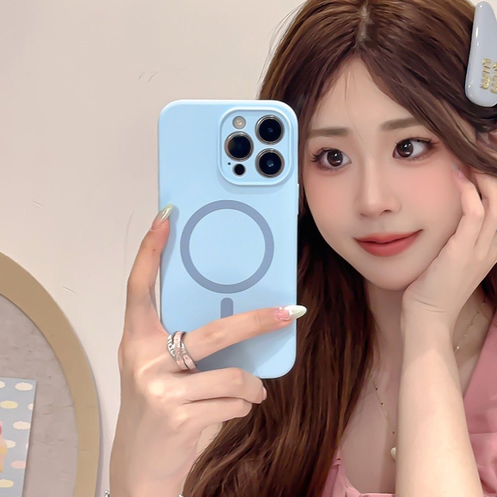 Ốp Điện Thoại Silicon Lỏng Từ Tính Cho iPhone 15ProMax 15Pro 15Plus 14 13 12ProMax Bảo Vệ Toàn Diện Chống Sốc Bảo Vệ Bìa Mềm