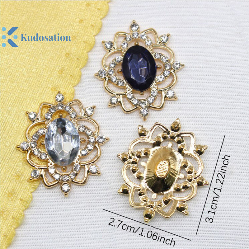 Kudosation 27 * 31MM Hình Bầu Dục Nước Hợp Kim Hoa Đĩa Phụ Kiện Trang Sức Tự Làm Cưới Đầm Nơ Mũ Phụ Kiện Trang Sức