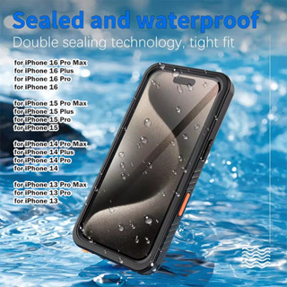 ốp lưng 17Pro Max chống nước IP68 Waterproof Phone Case For iPhone 16 Pro Max 16 Plus 15 14 13 Pro Full Protection Underwater Swimming Diving Phone Cover