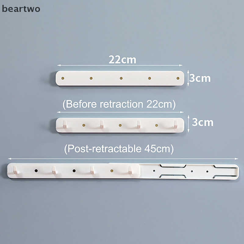 < Beartwo > Móc co giãn trượt treo tường Khoảng cách mở rộng Móc treo khăn Nhà bếp Phòng tắm Tiết kiệm không gian Móc lưu trữ Đẹp