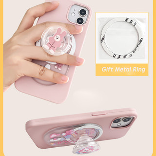 Hoạt Hình Dễ Thương Nhỏ Giọt Từ Tính Giá Đỡ Điện Thoại Cho IPhone 16 15 14 13 12 Pro Max 14 Plus Có Thể Gập Lại Pop Ring Grip Co Giãn Để Bàn Chân Đế p5