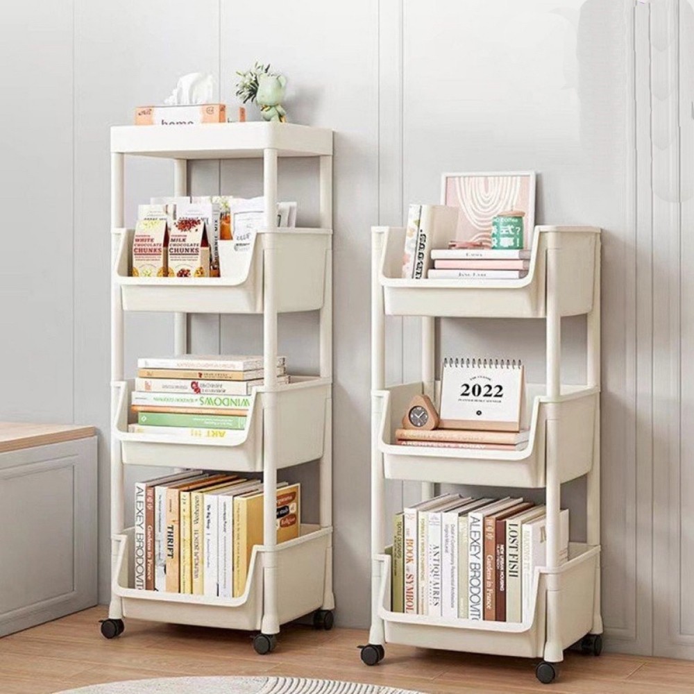 Kệ Đê đồ 3 Tầng Đa Năng Có Bánh xe , Kệ Sách, Kệ Phòng Khách, Phòng Học, Nhà Bếp, Phòng Tắm (393)