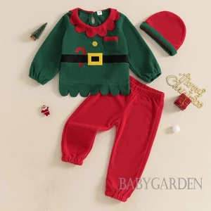 / / -1-6years Kid Bé Trai / Bé Gái Ông Già Noel Trang Phục Lông Cừu Dài Tay Áo Co Giãn Eo Quần Mũ Bộ Cosplay Cho Tiệc Giáng Sinh Halloween