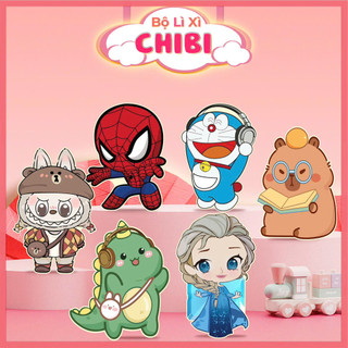 Set 30 cái lì xì chibi hoạt hình cho bé dễ thương, giấy cứng dạ quang dễ thương, bao lì xì tết HOT