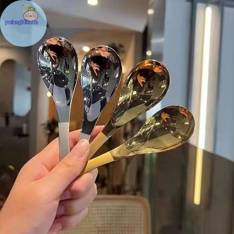 Pufangbliss Thìa Canh Inox Nhà Bếp Dung Tích Nhà Vàng Bạc Gương Đánh Bóng Flatware Cho Cà Phê Bộ Đồ Ăn VN
