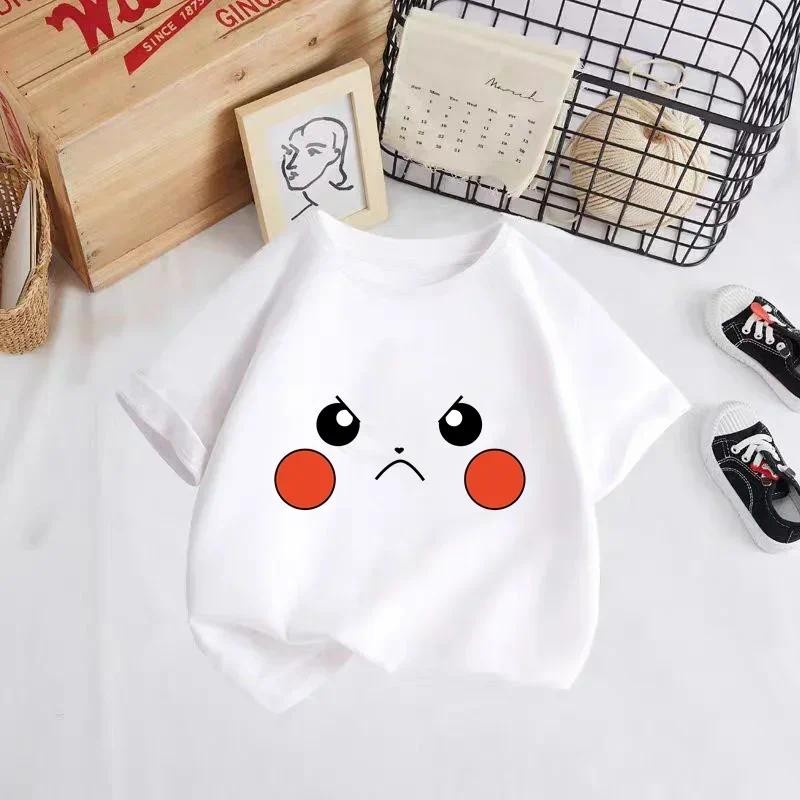 Áo thun trẻ em Pokemon Pikachu dễ thương mùa hè tay ngắn in hình ngộ nghĩnh cho bé trai và bé gái Áo thun trẻ em