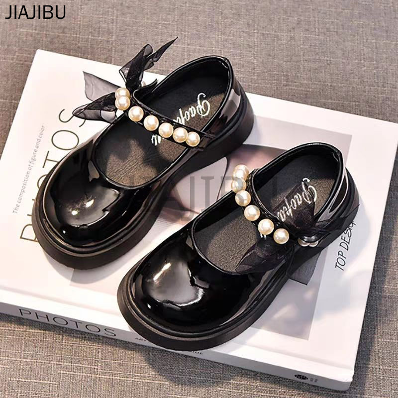 Giày Trẻ Em Thời Trang Giày Công Chúa Nơ Màu Be Dễ Thương Cho Bé Gái Giày Đi Học Màu Đen Korean Fashion Platform Mary Jane Shoes Giày Da Nhỏ Lolita Ngọc Trai Nhật Bản Giản Dị British Style Casual Soft Sole Cosplay Doll Shoes Giày Khiêu Vũ Giày Búp Bê