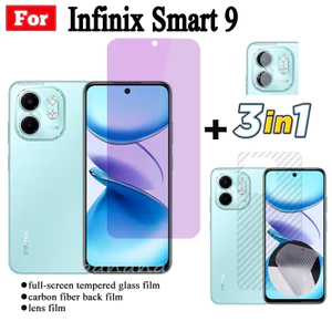 Infinix Smart 9 Kính cường lực tia sáng xanh cho Infinix Smart 8 8HD Smart 8 Plus 8 Pro Bảo vệ màn hình + Phim ống kính máy ảnh + Phim mặt sau
