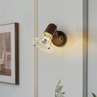 Đèn Tường Kéo Công Tắc Kính Chụp Đèn Bằng Gỗ Thân Đèn Led Sconce Thích Hợp Cho Phòng Khách Phòng Ngủ Nhà Hàng