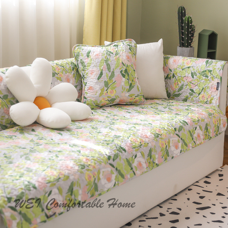 Sản phẩm mới đệm sofa bông hoa nhỏ tươi mát, khăn sofa thông dụng bốn mùa chống trượt, đệm ngồi