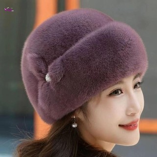 Mũ lông thú Nga mùa đông Mũ giữ nhiệt màu trơn