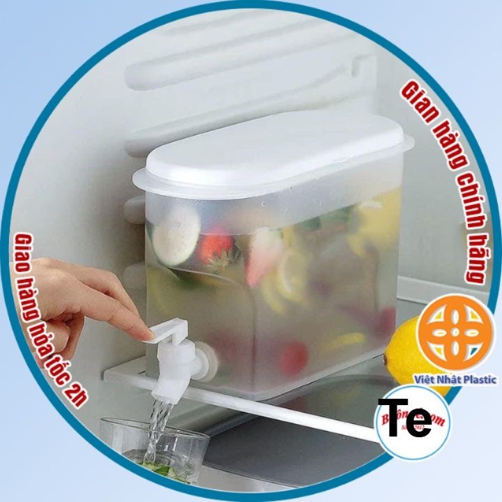 Bình đựng nước 3,5L Việt Nhật (6785) - Bình có vòi đựng nước trà, nước trái cây để trong tủ lạnh tiện lợi -br01572