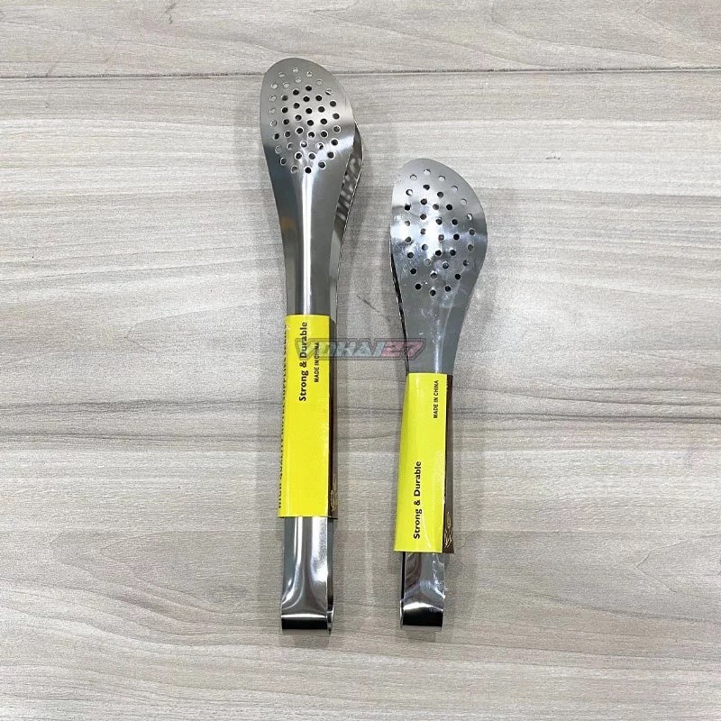 Combo 4 Kẹp gắp thức ăn đầu tròn có lỗ inox