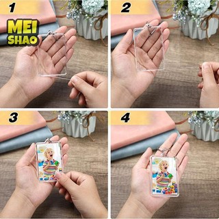 MeiShao 5 Chiếc Khung Ảnh Móc Chìa Chìa Trong Suốt Acrylic Chèn Ảnh Chia Mặt Dây Chuyền DIY Cặp Đôi Quà Tặng Kỷ Niệm