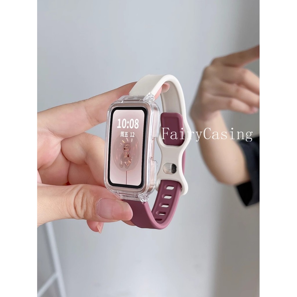 Ốp Lưng Trong Suốt + Dây Đeo Silicon Cho Huawei Band 11 Pro 10 9 8 7 6 Pro Vòng Tay Thay Thế Cho Honor Band 9 Phụ Kiện