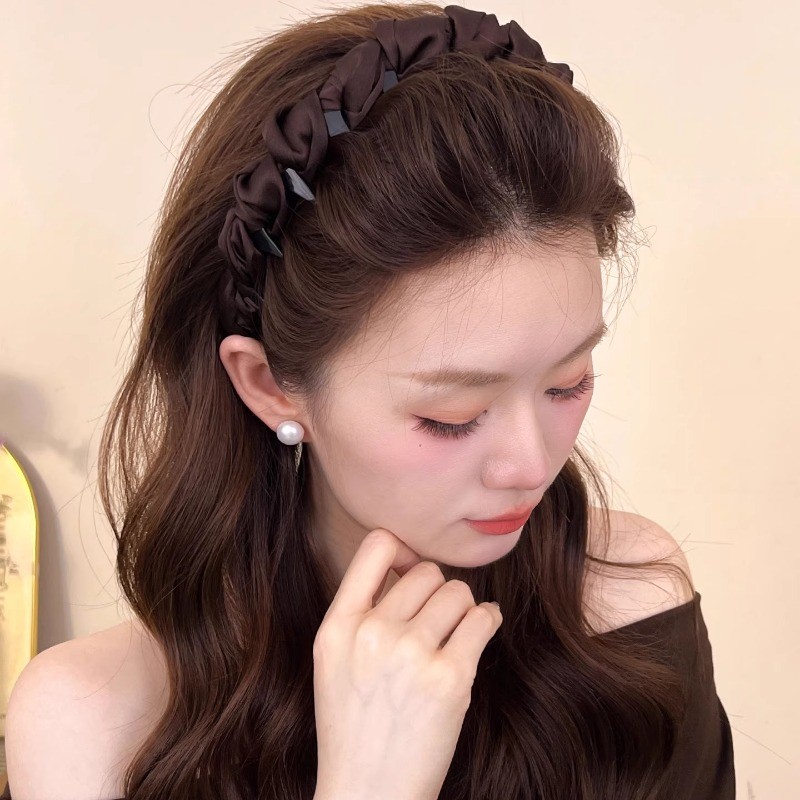 Băng đô rửa mặt Satin Wave kiểu Pháp 2026 Băng đô phù hợp thời trang phong cách mới