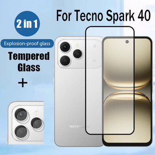 Bảo vệ màn hình kính cường lực 2 trong 1 Tecno Spark 40 cho Tecno Spark Go 1 2024 30c 30 20 Pro 4G 5G 9D Phim bảo vệ kính & Phim ống kính máy ảnh