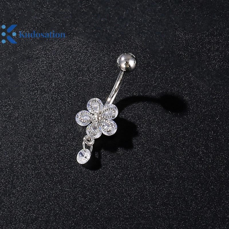 Kudosation Thép Không Gỉ Hoa Bụng Nút Nhẫn Rốn Xuyên Cho Nữ Cô Gái Gợi Cảm Bụng Xuyên Nhẫn Cơ Thể Trang Sức