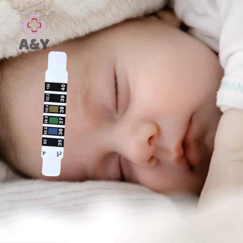 A & Y 5 / 10 Cái Trán Dải Nước Sốt Sữa Toàn Thân Bé Trẻ Em Kid Kiểm Tra Nhiệt Độ Miếng Dán Chăm Sóc Cho Bé.