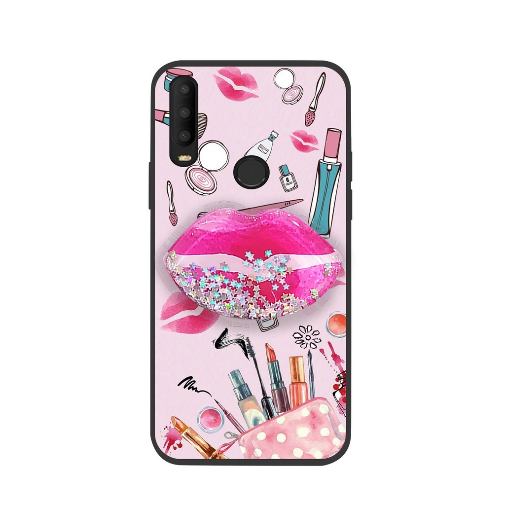 Ốp Lưng Chân Đế Ốp lưng Alcatel 3X 2019 Chống Bụi Bẩn Mềm Quicksand Trôi Cát Xoay Được Đứng Hoạt Hình Cảm Giác Da Silicon Bền Chống Thấm Nước Lấp Lánh Chống Bụi