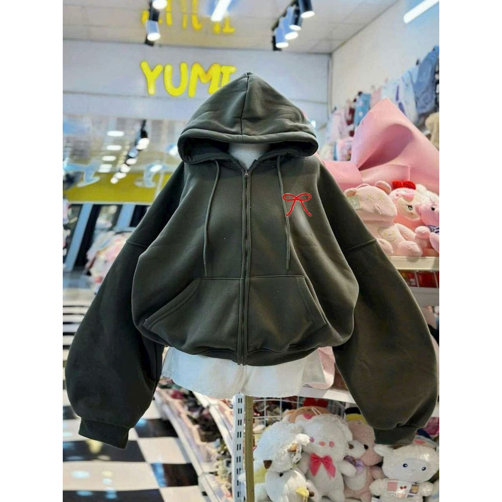 Áo khoác nỉ mùa thu đông, phong cách năng động-in nơ ngực an pha