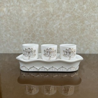 Bộ thờ cúng gốm sứ hoa sen cao cấp tài địa gia tiên phật giáo