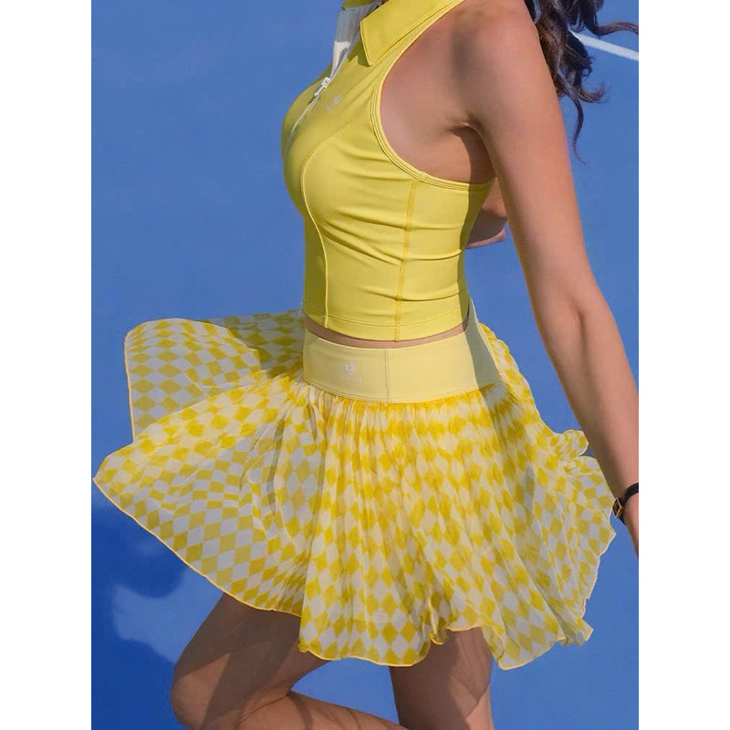[PICKLEBALL] Set thể thao nữ Pompeche-áo bra khoa suốt lulu kết hơp Chân váy xoè tutu tập pickleball, tennis, gofl