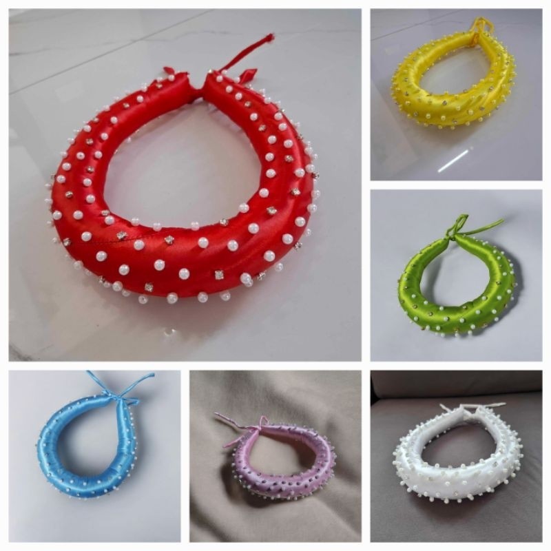 Vấn (mấn) đính hạt trai nhựa cao cấp và hạt đá lấp lánh dùng đội đầu biểu diễn văn nghệ phụ kiện cô dâu bưng tráp