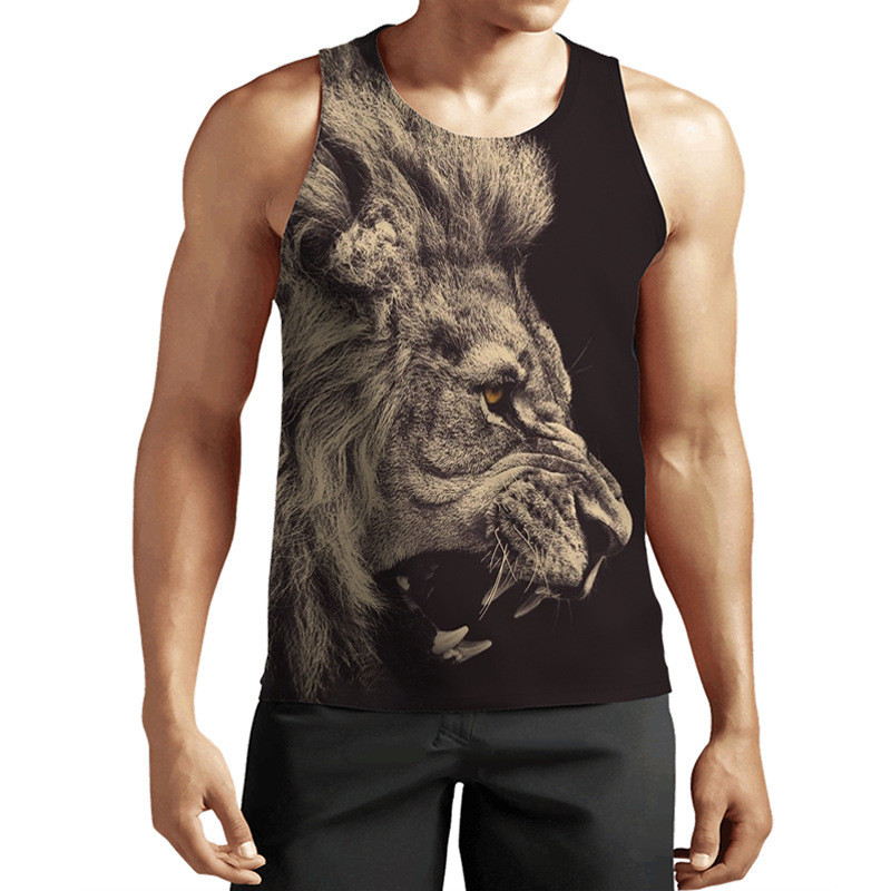 Mùa Hè 2025 Áo Vest Top Cổ Tròn Không Tay, In Kỹ Thuật Số 3D