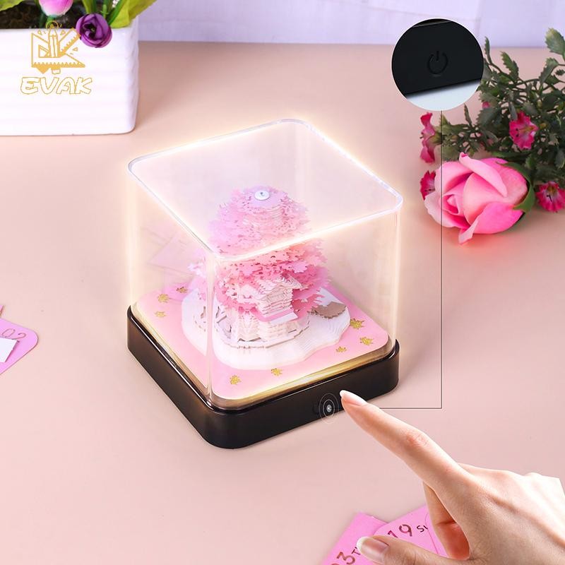 Alittlesetrtu Lịch Thời Gian 2026 Lịch Để Bàn Có Đèn LED Lịch 3D Xé Khắc Giấy Nghệ Thuật Pad Notepad Quà Tặng Giáng Sinh Trang Trí Máy Tính Để Bàn VN