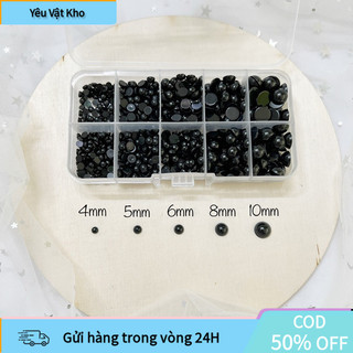 【COD】Set mắt thú đen dán thủ công trang trí thú bông, thú len, mô hình, đồ DIY – số lượng 1000/760/500