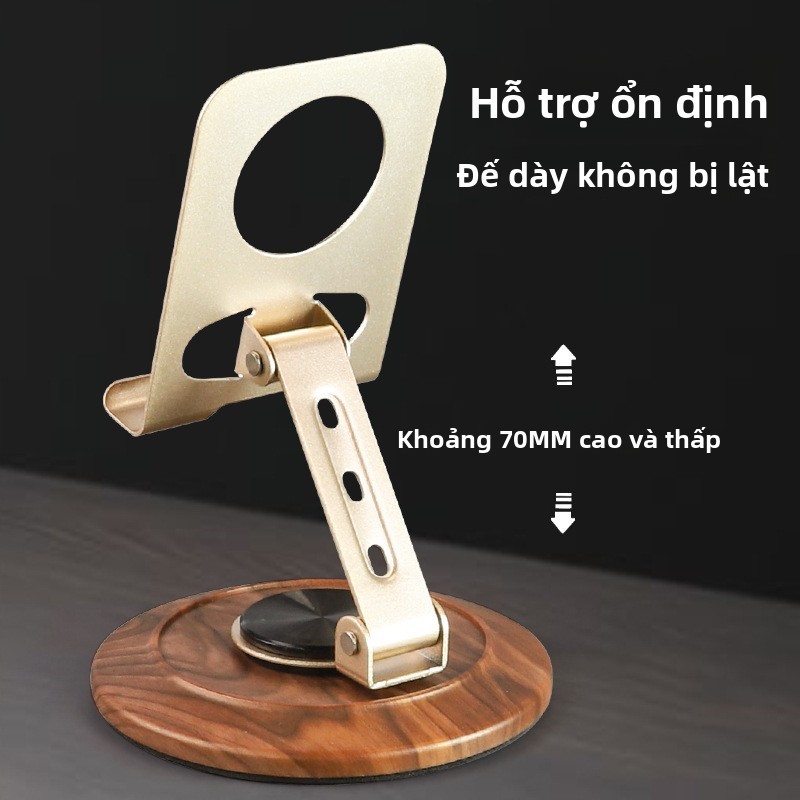 Giá đỡ điện thoại mới, Hỗ trợ kim loại có thể xoay 360 độ 360 độ, Đế hạt gỗ ABS, Dung sai ổn định hơn