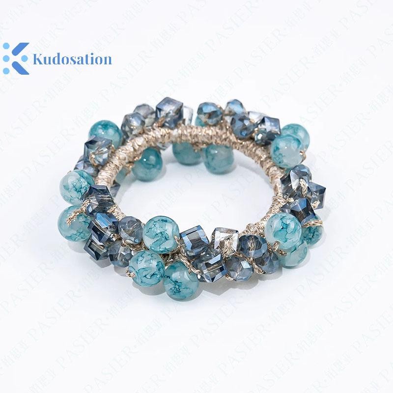 Kudosation Sáng Bóng Pha Lê Dệt Tóc Cao Đuôi Ngựa Thanh Lịch Dây Cao Su Dây Buộc Tóc Sang Trọng Phụ Kiện Tóc Dây Buộc Tóc Co Giãn Tóc