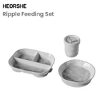 Bộ cho bé ăn bằng silicon HEORSHE – Đĩa chia, Bát hút, Cốc & Ống hút | Không chứa BPA, an toàn cấp thực phẩm | Đế hút mạnh để ngăn ngừa tràn | Để tự ăn — ảnh 5