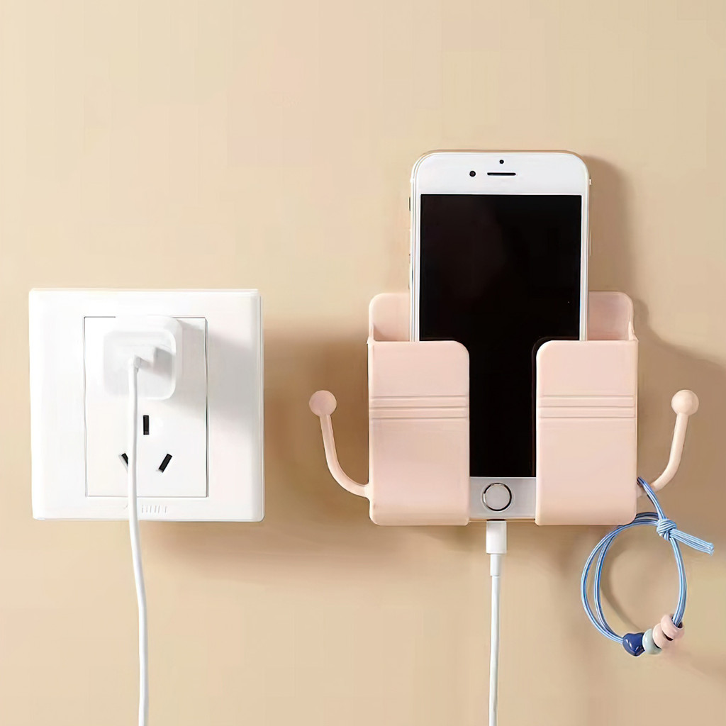 Kệ Điện Thoại Dán Tường Có Tai Để Đồ Dùng -Giá Đỡ Sạc Điện Thoại - Có Móc Treo Chìa Khoá
