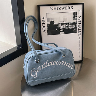 Gentlewoman Thêu Ren Túi Denim Nữ 2025 Di Động Một Vai Gối Túi Tote Thời Trang