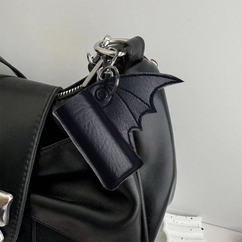 YOI Black PU Leather Lighter Case Móc khóa Tay áo bảo vệ hình con dơi sành điệu