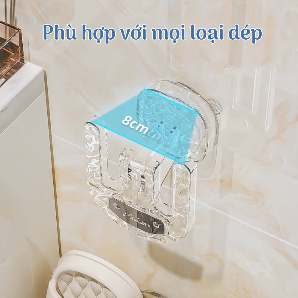 Móc Treo Dép Gắn Tường Hút Chân Không, Móc Treo Dép Dán Tường Trong Suốt Thiết Kế Nhỏ Gọn Tiện Lợi