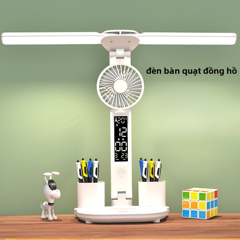 Đèn Bàn Học Thông Minh Đèn Led Chống Cận + Quạt Mini USB Sạc Để Bàn Phòng Ngủ Cho Học Sinh Sinh Viên