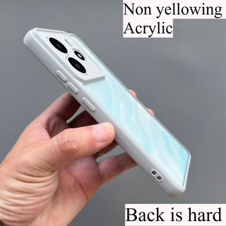 Ốp Điện Thoại Acrylic Cứng + TPU Chống Vàng Cho VIVO VIVO V50 V40 V30 Lite PRO V25E V27 V29 V29E V23E V30E V21 4G 5G Vỏ Trong Suốt Màu Xám
