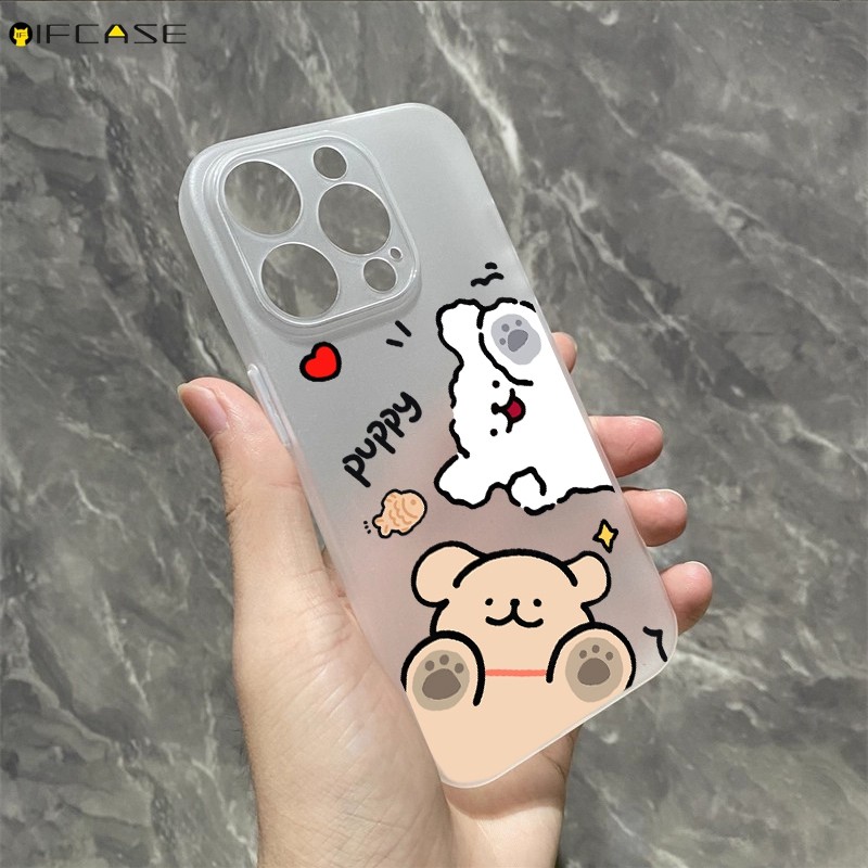 Dành Cho Xiaomi Poco X8 17 Pro Max Ultra Civi 5 Pro PocoX8ProMax Ốp Điện Thoại Màu Trắng Mờ Dây Chó Con Hoạt Hình Tình Yêu Mờ Trong Suốt Vỏ Mềm
