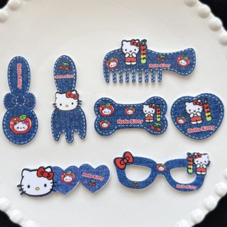 🌸 KẸP TÓC LINEN HELLO KITTY PHONG CÁCH JEAN KẸP TÓC HELLO KITTY HỌA TIẾT DỄ THƯƠNG CHO BẠN GÁI