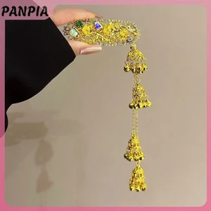 PANPIA-Long Xích Tua Rua Kẹp Tóc Cho Nữ Hoa Chuông Hình Kẹp Tóc Cô Dâu Cưới Dân Tộc Tóc Trang Sức