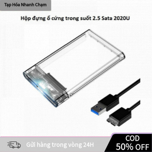 [COD] HDD Box Trong Suốt 2.5" USB 3.0 – Gắn Được Ổ 2TB, Cổng SATA III, Vỏ Cứng Nắp Trượt, Dễ Dàng Lắp Ráp