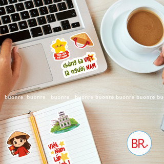 [Tặng Tem Tim] Set 10 Sticker Quốc Khánh 2/9-Tem Decal Chống Nước Họa Tiết Dễ Thương Trang Trí Điện Thoại,Laptop 02953